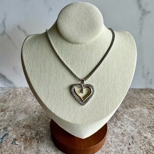 Elegant Silver and Gold Heart Necklace
